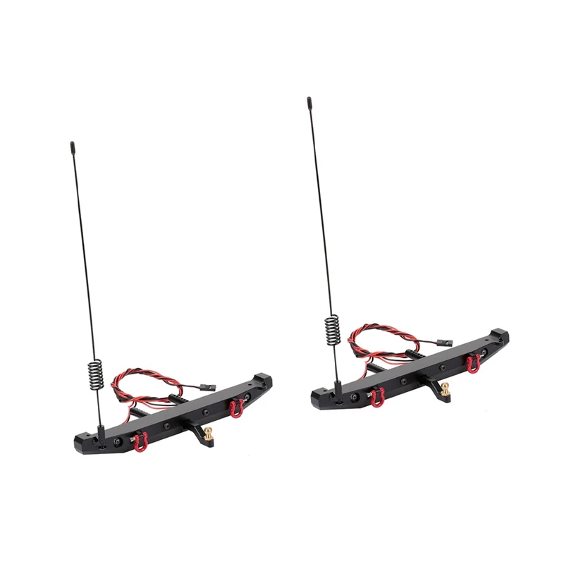 

2X Metal Rear Bumper With LED Light Antenna Tail Hook For 1:10 RC Crawler Car TRAXXAS TRX4 Axial SCX10 90046