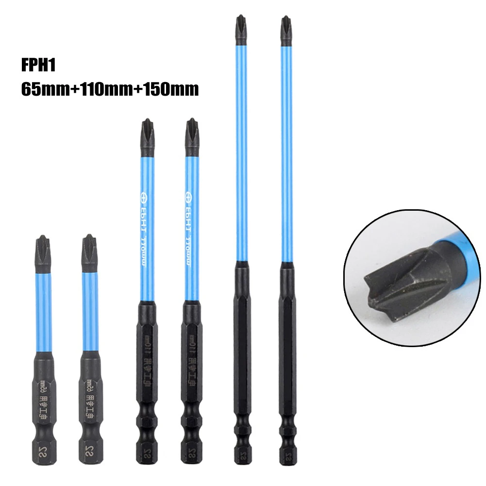 

6pcs Magnetic Special Slotted Cross Screwdriver Bit For Electrician FPH1 FPH2 FPH3 For Socket Switch Power Tools 65-150mm