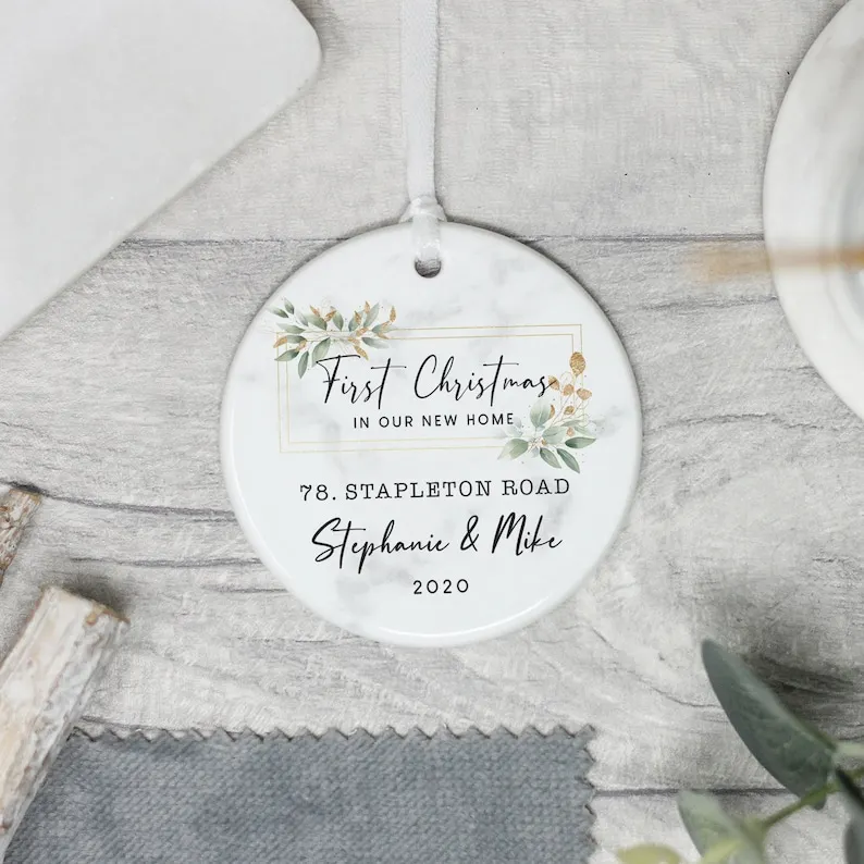 

Personalised First Christmas In New Home, First Christmas Road Name Ornament, New Home OrnamentGift, First Christmas