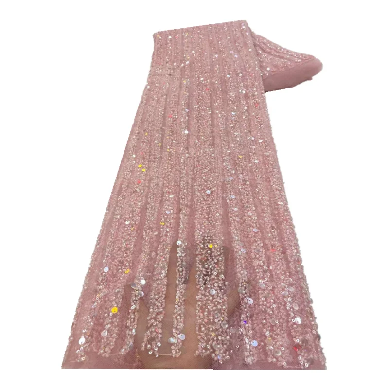 

Роскошная африканская сетчатая кружевная ткань, 2023 бусин, вышивка блестками, французское Тюлевое кружево для свадебного платья