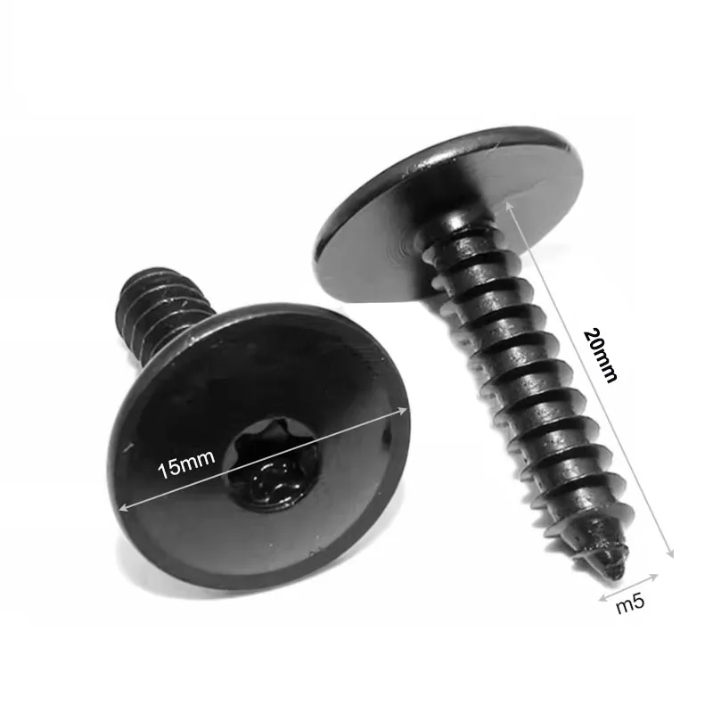

20 шт./компл. металлические саморезы для крыльев автомобиля M5X16 M5X20 мм T25 черное сливовое внутреннее отверстие для VW Audi авто болты шасси