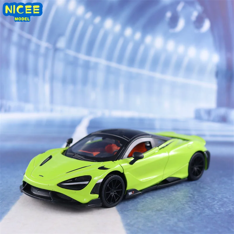 

1:24 McLaren 765LT Supercar Alloy Diecasts & Toy Vehicles Metal Toy Car Model Sound and light Collection Kids Toy F540