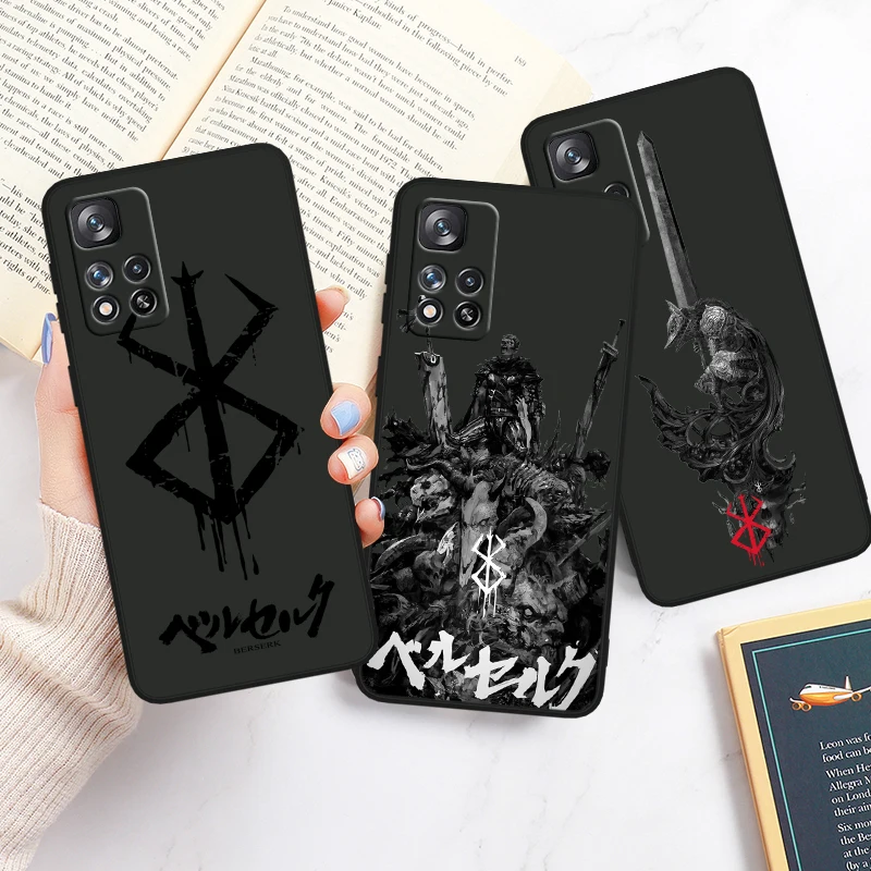 Berserk комиксы крутой для Redmi Note 13 12 Turbo 11T 11P 11E 11S 10T 10S 10 9 Pro Plus Max силиконовый черный