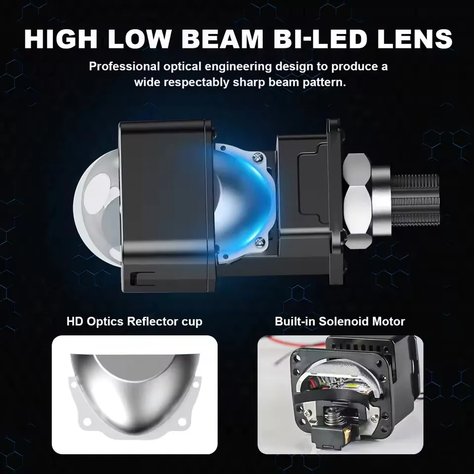 Фото Модуль Bi-LED проектора NXY NX46 1,5 дюйма, линза для фар Hi/Lo, для модификации фар автомобиля, мотоцикла, электровелосипеда, авиационный алюминий №4