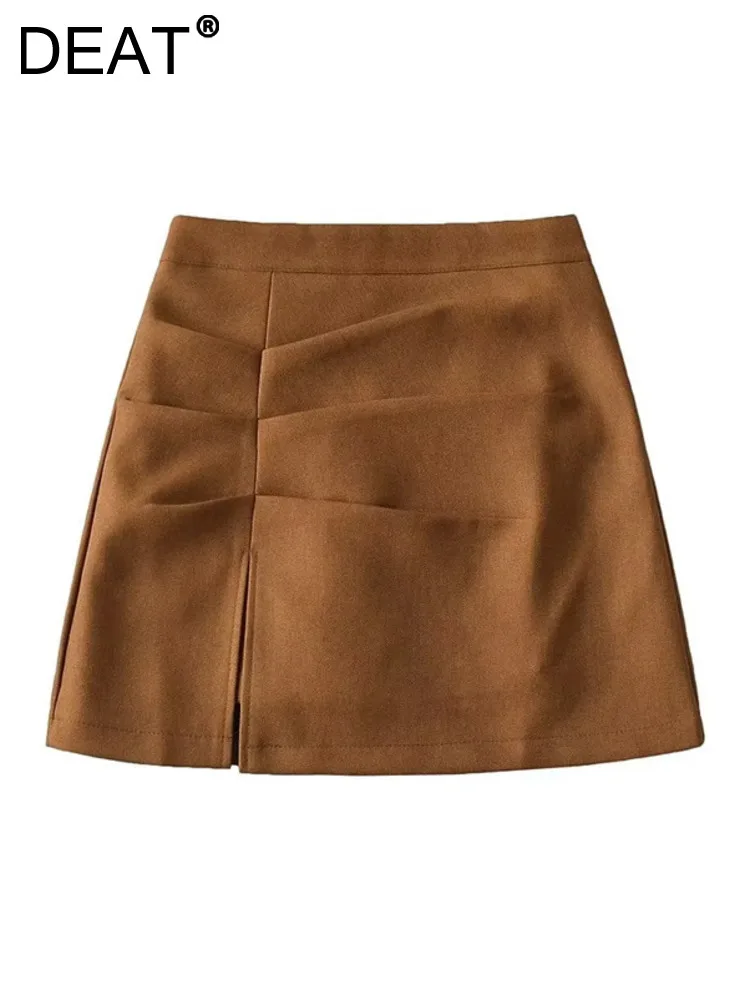 

Женская короткая юбка на молнии DEAT, однотонная облегающая юбка с разрезом сбоку и высокой талией, весна 2023