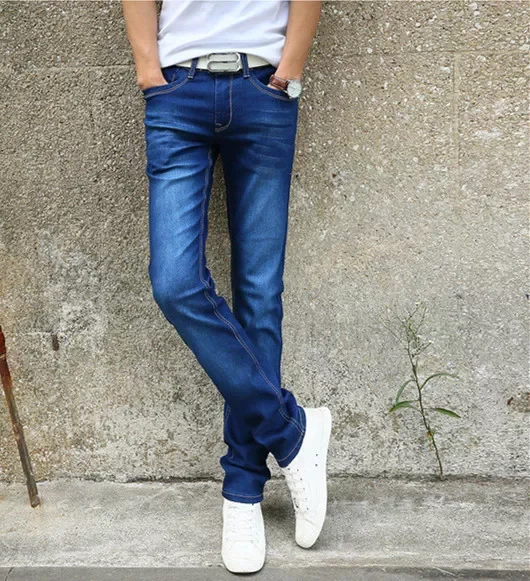 2022New New Men's Slim Stretch Jeans Fashion Solid Color Classic Style Denim Trousers Male Brand Trousers