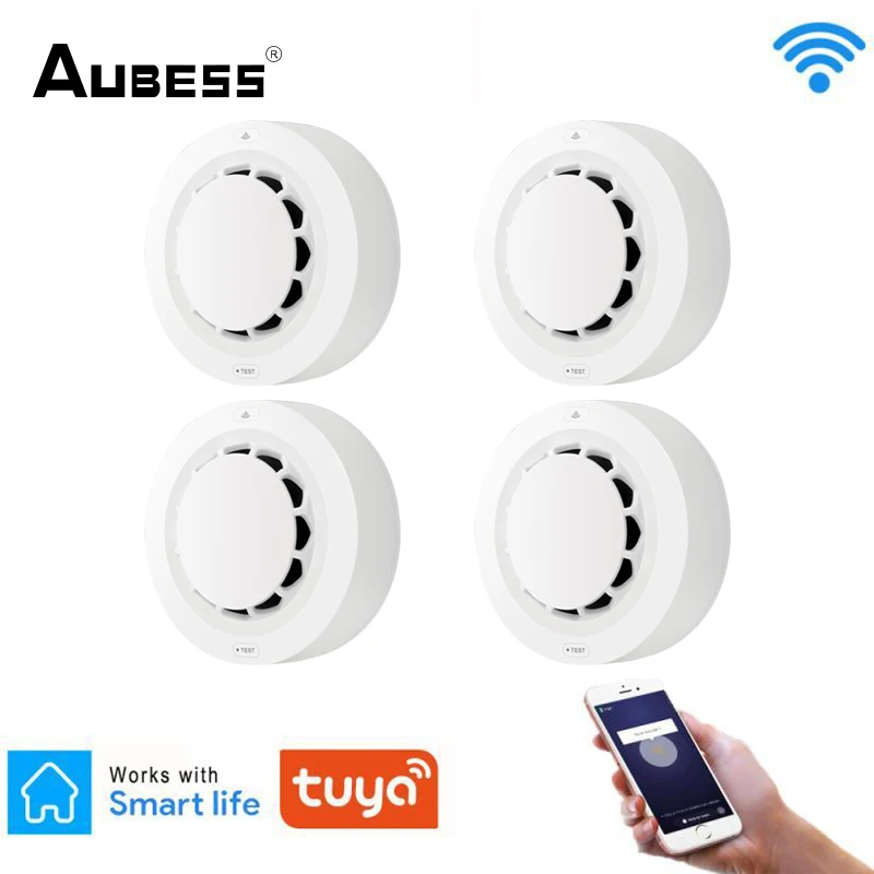 

Датчик дыма AUBES с Wi-Fi, умный детектор дыма с сигнализацией, 80 дБ