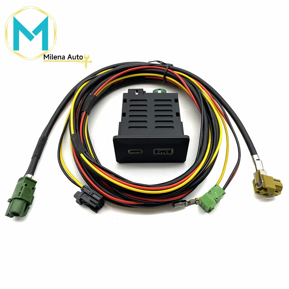 

Для VW Golf 7 MK7 USB Type-C Беспроводная розетка для установки Carplay, штепсельная вилка, кнопка переключения, кабель для автомобиля, для магнитолы VW