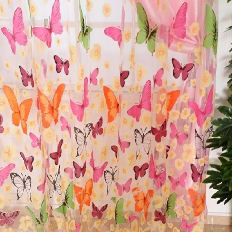 1 шт. романтичная прозрачная занавеска с принтом бабочек окно балкон тюль декор