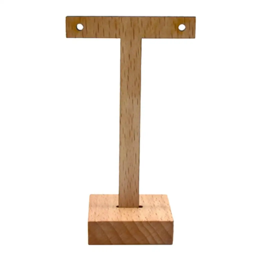 

Wooden T Bar Earring Display Stand Jewelry Holder Organizer Rack with Natural
