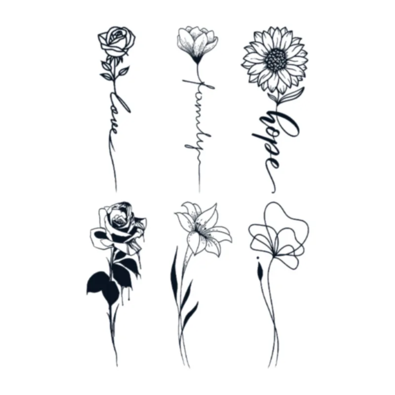 Временная тату-наклейка женские сексуальные цветы боди-арт наклейки на руку