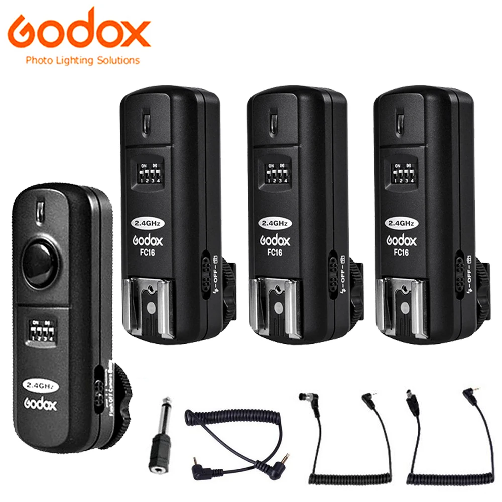 Купи Godox FC-16 Transmitter +Receivers 2.4G 16 Channels Wireless Remote Flash Speedlite Trigger Shutter Release for Canon Nikon DSLR за 1,481 рублей в магазине AliExpress
