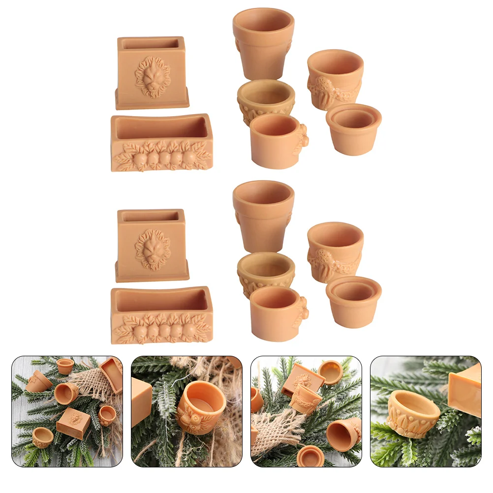 

14Pcs Flower Pot Container Miniature Clay Pots Small House Accessories Small Fake Plants Miniature Tiny Clay Pots