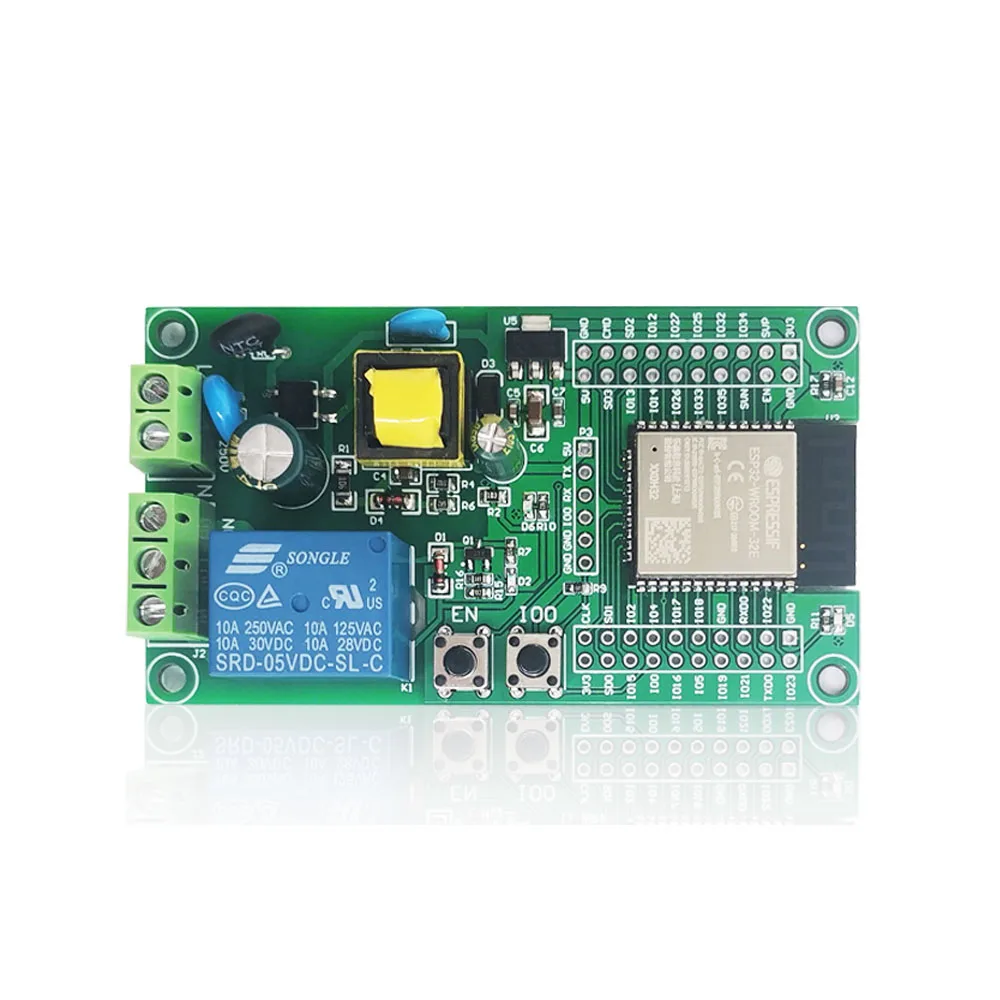 

AC90-250V ESP32 Wifi Relay Board Single Relay Module Development Board I/O Port UART Program Download Port 4M Byte Flash Module
