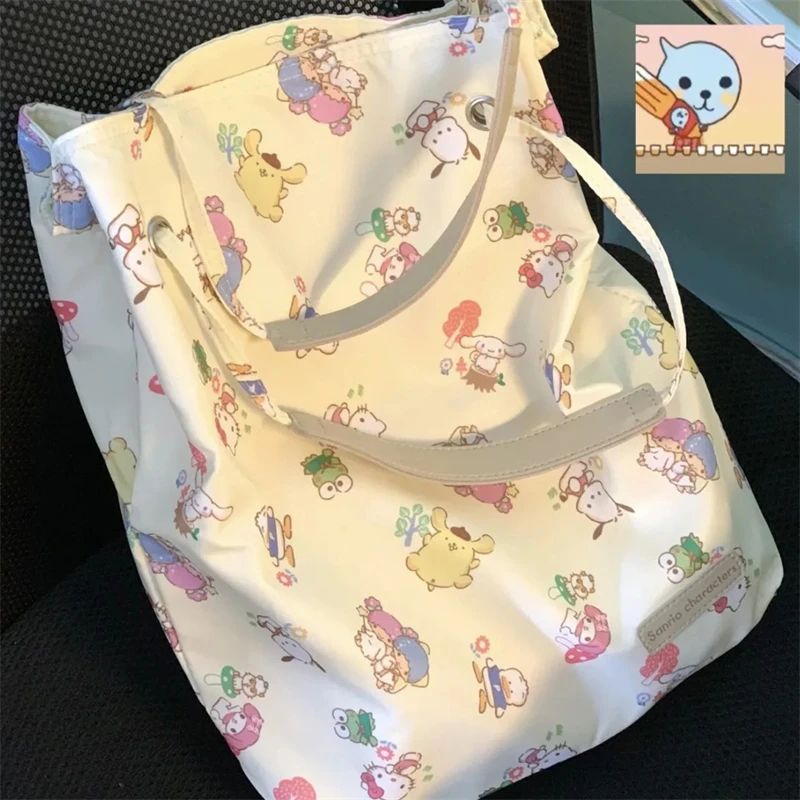 

Kawaii Sanrio HelloKitty MyMelody Cinnamoroll Handbag Cartoon Portable Student Girl Large Capacity Canvas Shopping Shoulder Bag