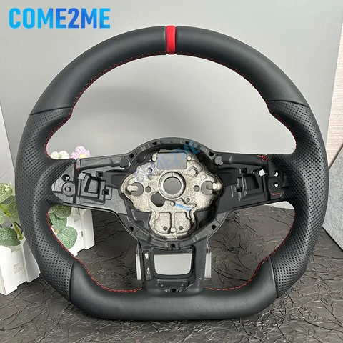 Руль с красной строчкой и кожаной перфорацией, подходящий для Golf 7, оригинальный руль GTI