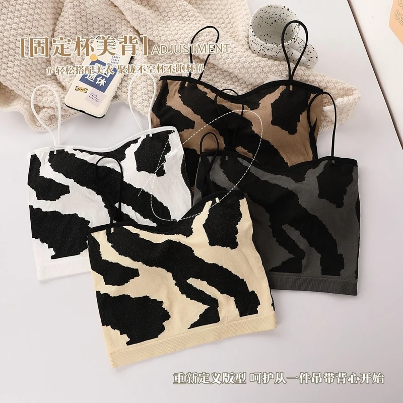 

Zebra-print Camis Women Crop Top Sexy Design Slim High Elasticity Tender Lady Summer Clothing Cute Breathable Cool