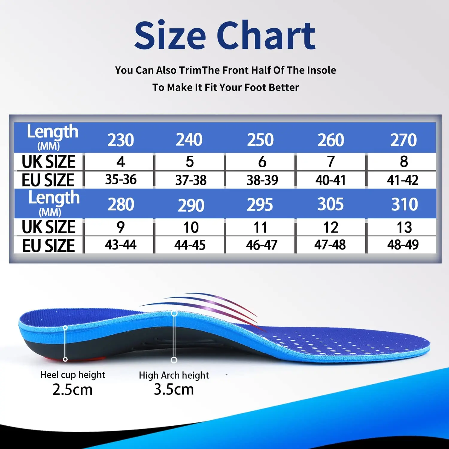 TOPSOLE Orthopaedic Insoles,Plantar Fasciitis,Flat Foot,Metatarsalgia,Heel Spur Shoe Insole Sports Comfort For Men And Women