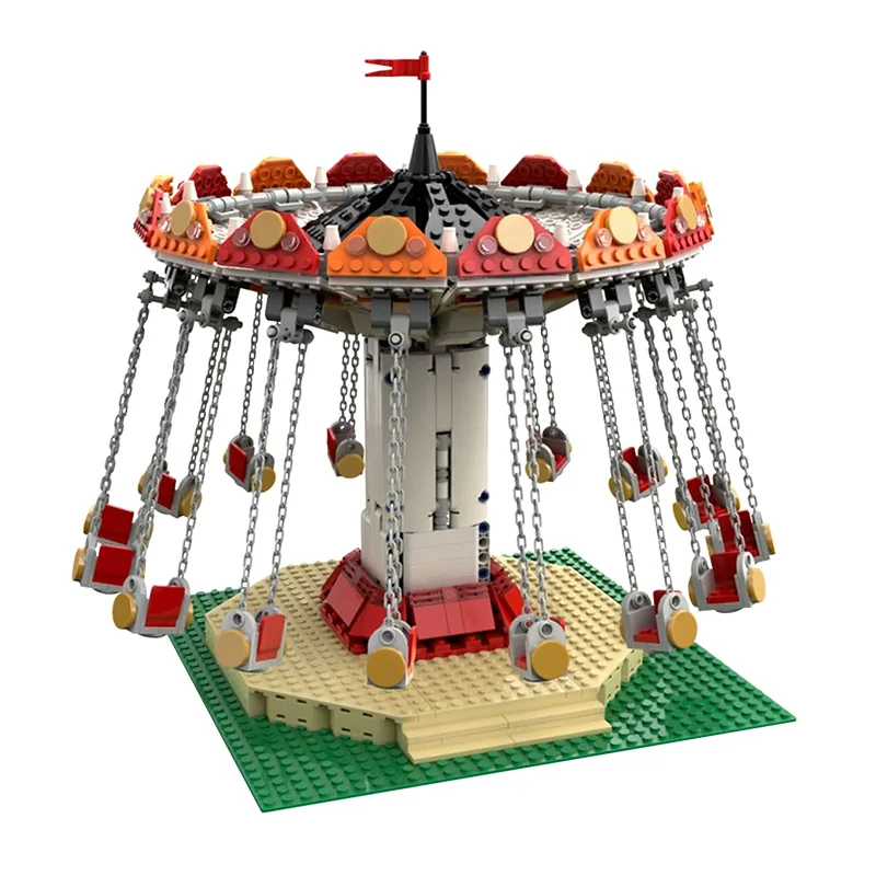 

BZB Bricks Compatible 36035 Swing Ride Amusement Park Blocks MOC Roller Coaster Figure Model Christmas DIY Toy Children Girls