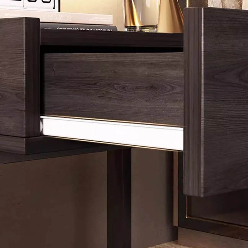 Черный ночной столик со скрытым хранилищем винтажный роскошный для спальни