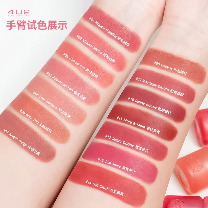 Таиланд 4U2 Губная помада Fat Dwen Series Мягкая матовая Не легко окрашенная чашка Rouge для