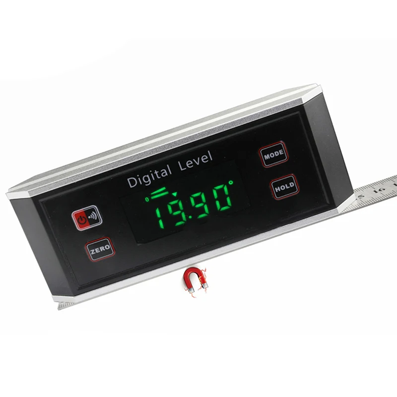 

Высокоточный Магнитный ЖК цифровой транспортир Инклинометр уровень коробка водонепроницаемый угломер 0 ~ 360 градусов V-Groove