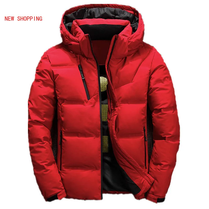 Quality Brand Men Down Jacket Slim Thick Warm Solid Color Hooded Outdoor Coats Fashion Casual Down Jackets Male Outwear black