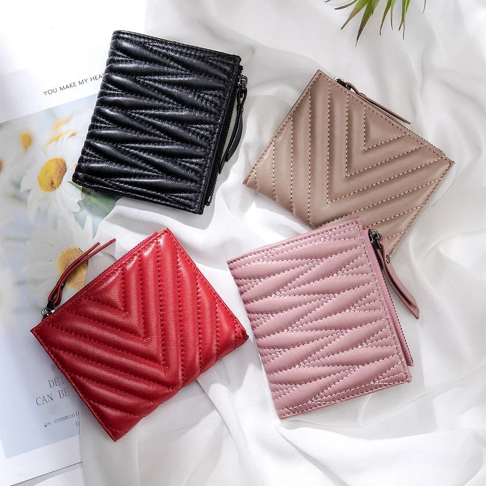 Luxury Brand Design Soft Leather Ladies Wallets 2023 Fashion Embroidered Purses for Women High Quality Bifold Short Card Holder