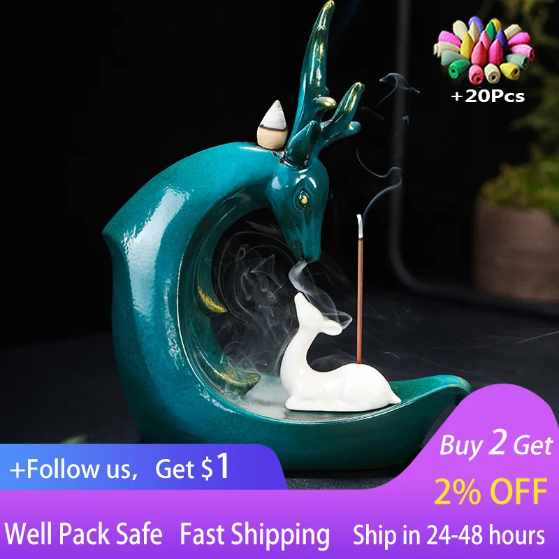 

Lcuky олень домашние украшения поджигатель для благовоний Лотос держатель для благовоний керамическая курильница