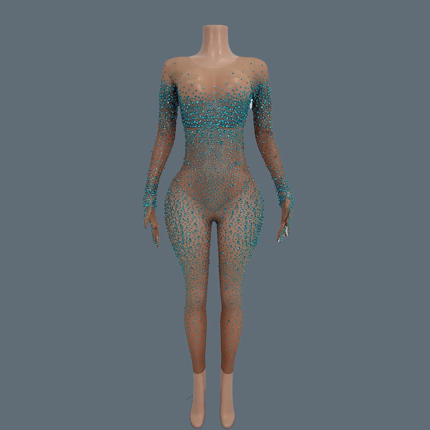 Женский комбинезон с блестками и стразами