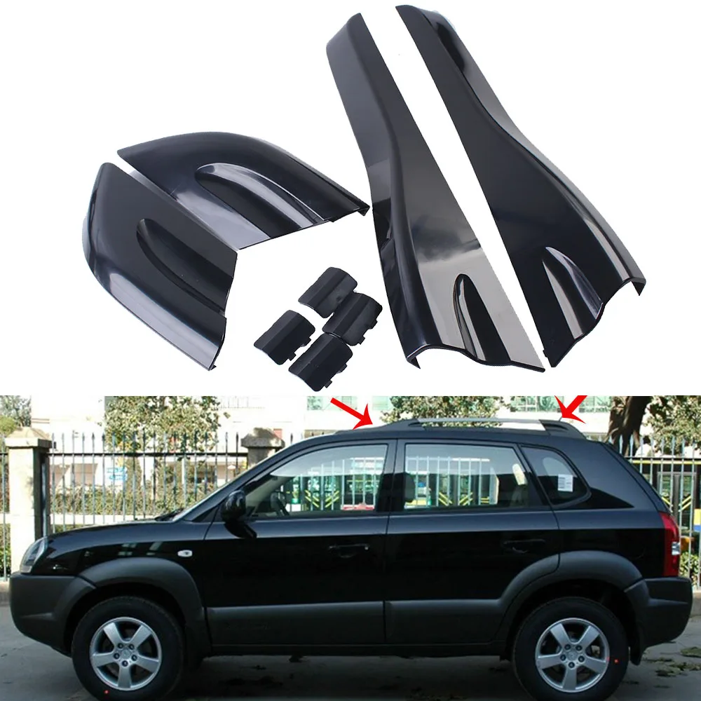 

8 шт. черный ABS багажник на крышу, защитный чехол на конце рейки для Hyundai Tucson 2004 2005 2006 2007 2008