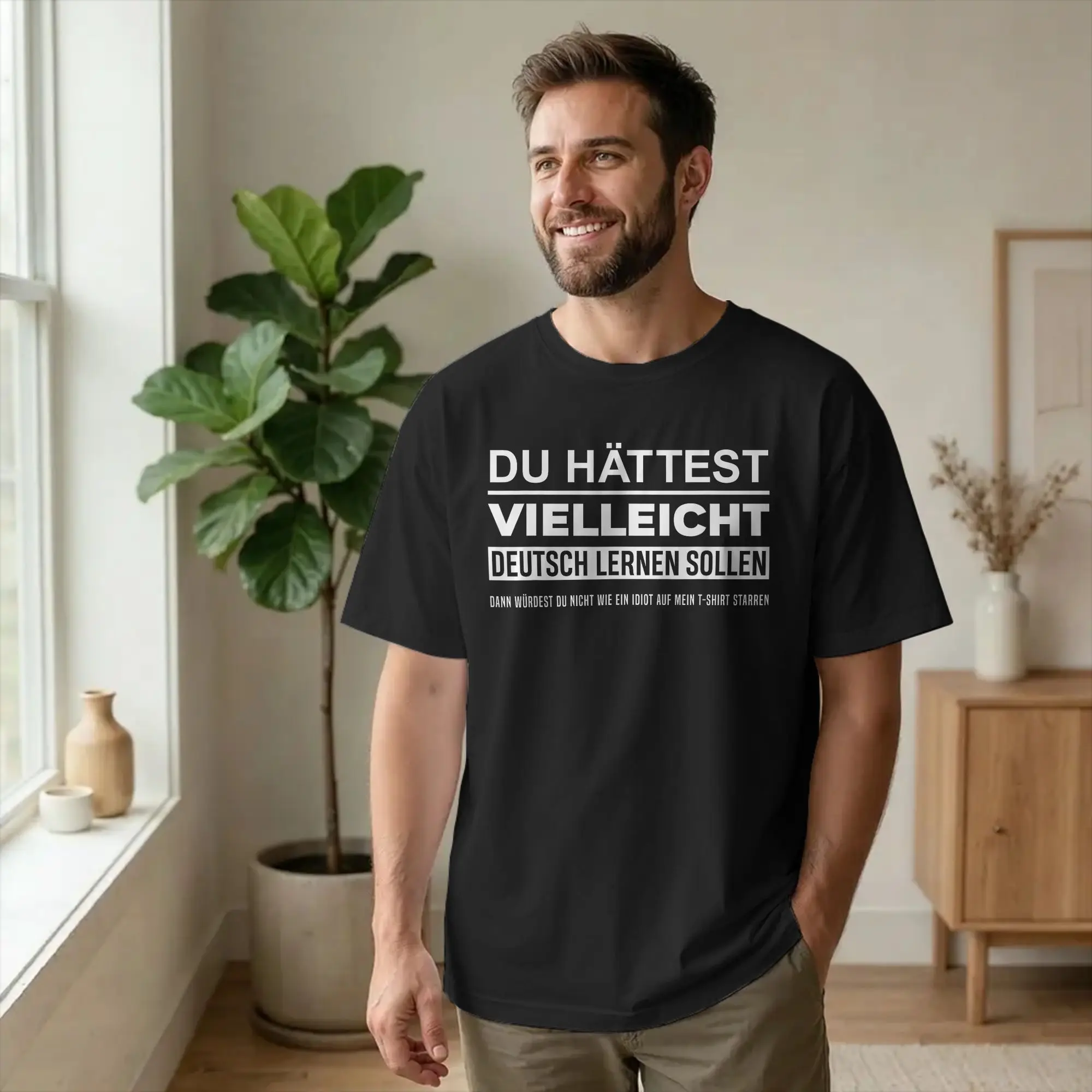 Фото Мужская футболка с забавной надписью «You Should Learn German», хлопковая, с коротким рукавом, с круглым вырезом, новинка, новое поступление №1