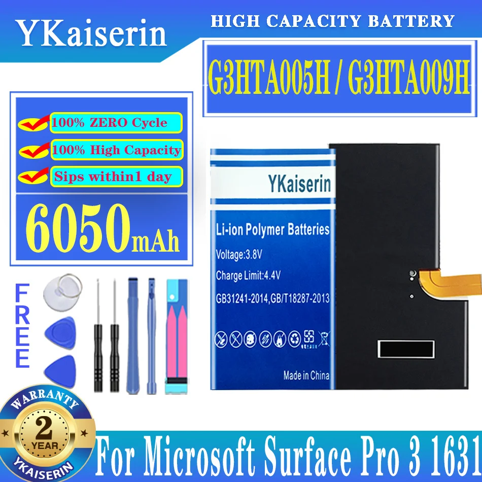 

YKaiserin Battery G3HTA003H G3HTA004H G3HTA005H G3HTA009H for Microsoft Surface Pro 3 1631 1577-9700 Tablet MS011301-PLP22T02 16