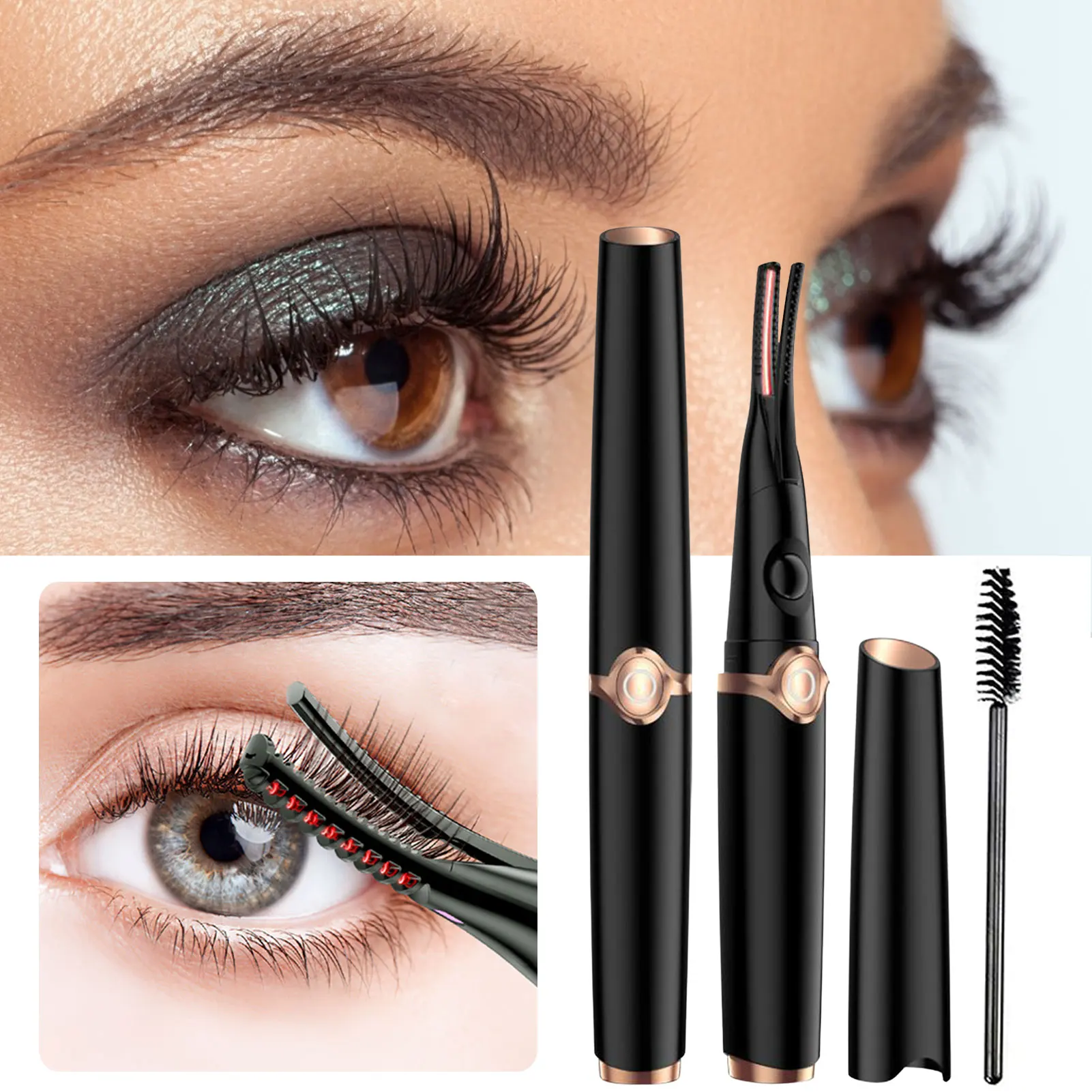 

Electric Eyelash Curler 2 In 1 Clip-Type Eyelash Curlers With Comb USB Rechargeable Eyelash Heated Curler Natural Curling Eyelas