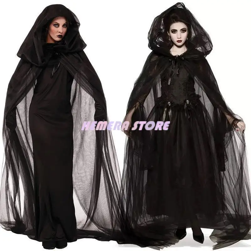 

Women Death Hell Witch Devil Vampire Cosplay Uniform Halloween Party Day Of Opera Costume Female Long Dress Outfit 2023
