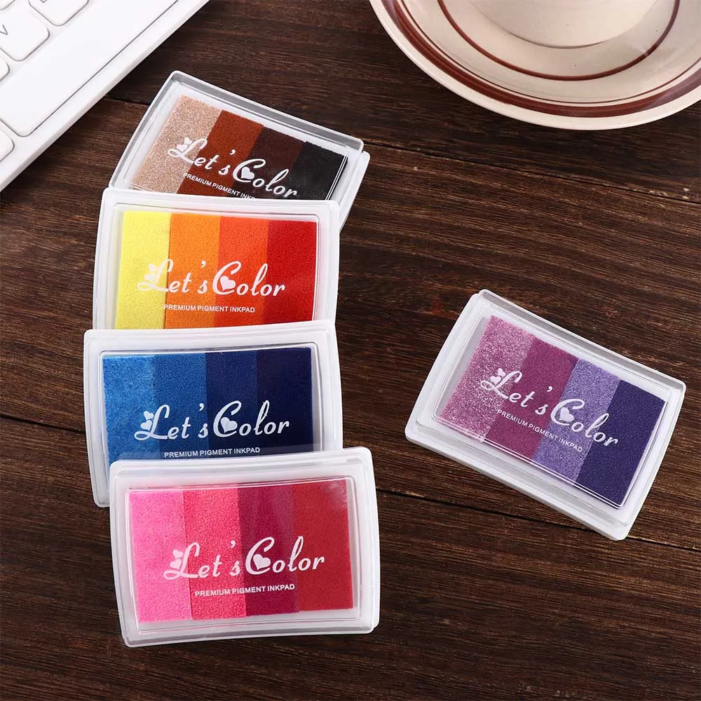 

1 PCS Stamp Oil Based Creative Gradient Color Ink Pad Safety Non-Toxic Newborn Footprint Inkpad For Kids Gift