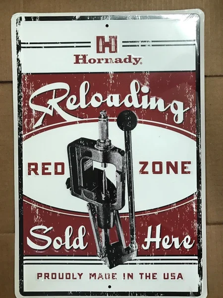 

Hornady Reloading Redzone Tin Sign Tin & Metal Sign Wall Poster Wall Decor Home Office Bar Pub Store Garage Coffee Shop sign