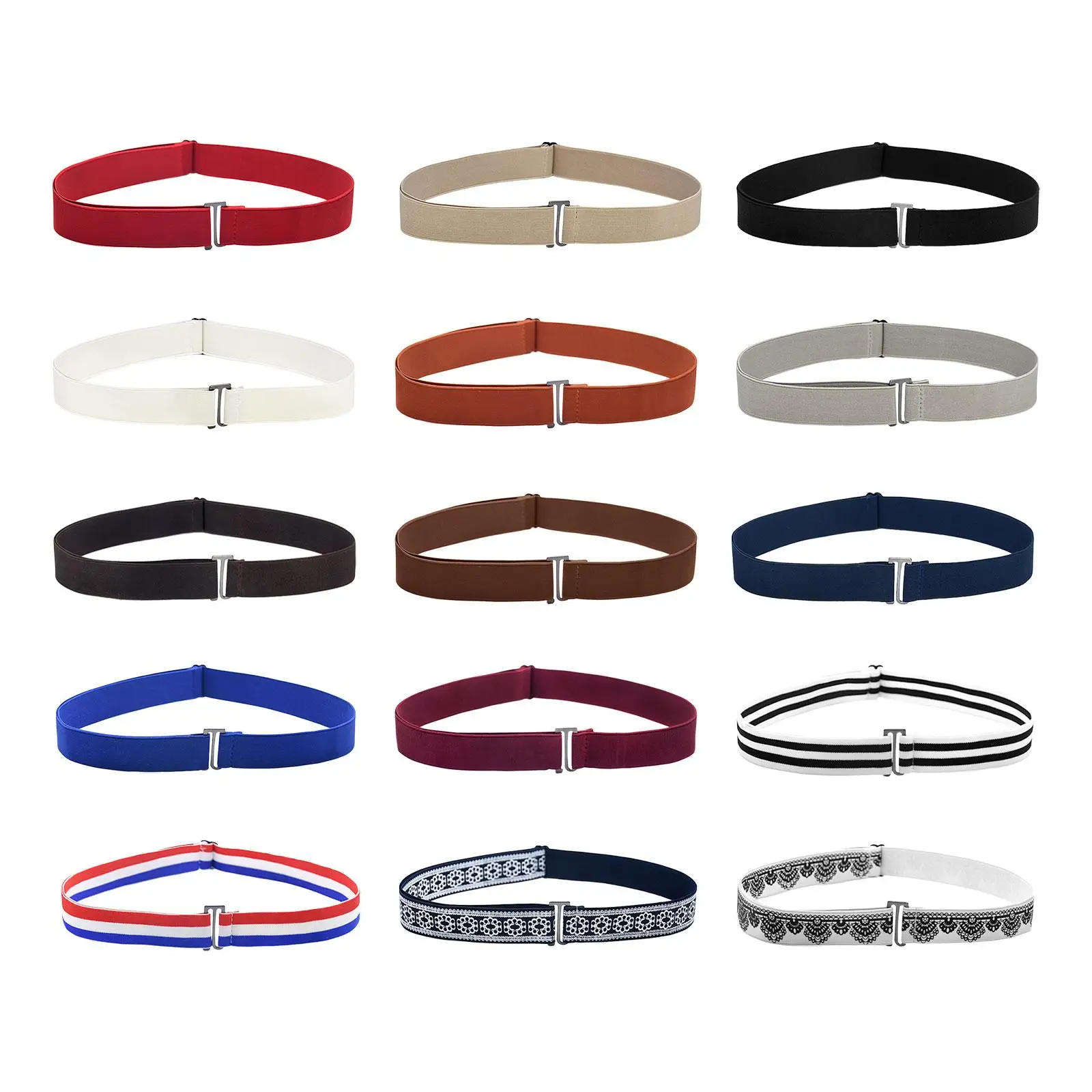 

Women Stretch Belt with Flat Buckle Adjustable Invisible Belts for Pants