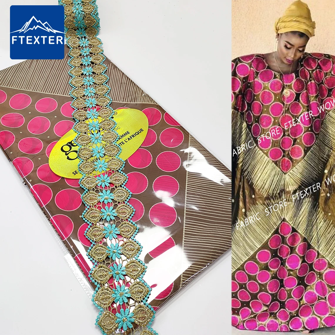 

Новый дизайн 2022, африканская кружевная ткань, высококачественный материал, Роскошная ткань, Швейные аксессуары, новая двойная вышитая лент...