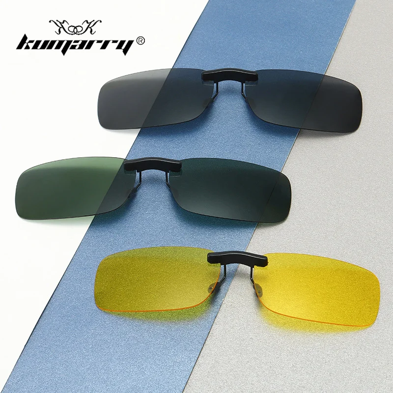KUMARRY Polarized Clip On Sunglasses Men/Women's Sun Glasses Night Vision Sunglass Vintage Car Driver Goggles gafas de sol UV400