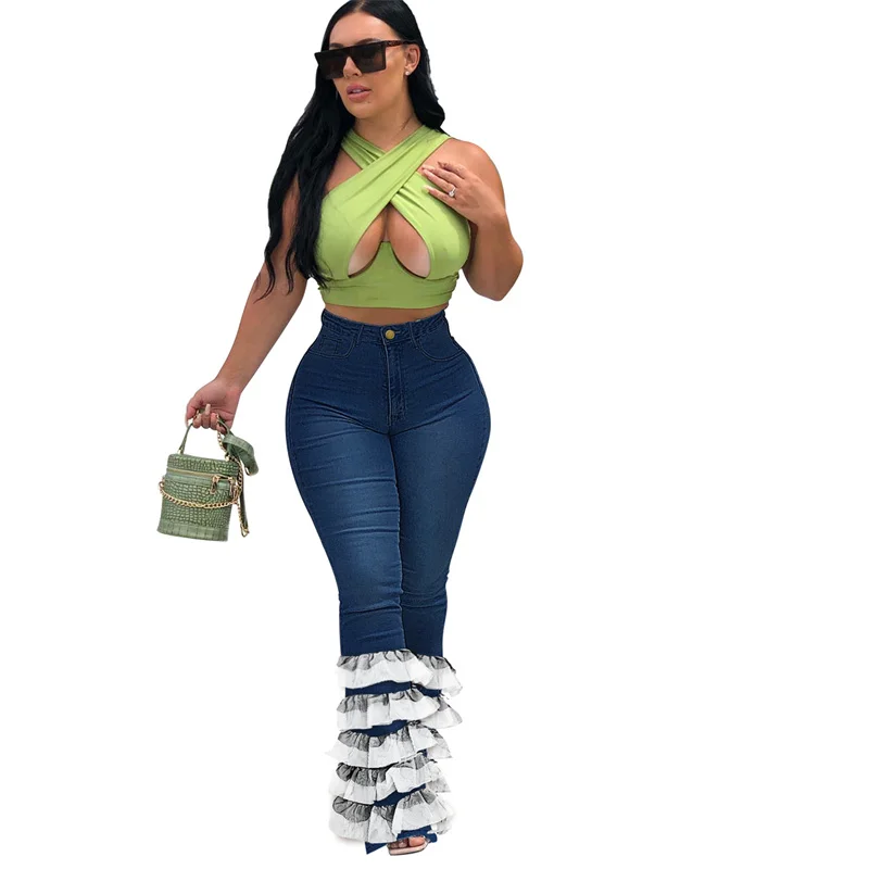 

Женские винтажные джинсы со средней посадкой и широкими штанинами