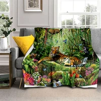 lousidream 3d creative printing tiger flannel blanket air conditioning warm plush carpet sleeping towel pet sleeping blanket