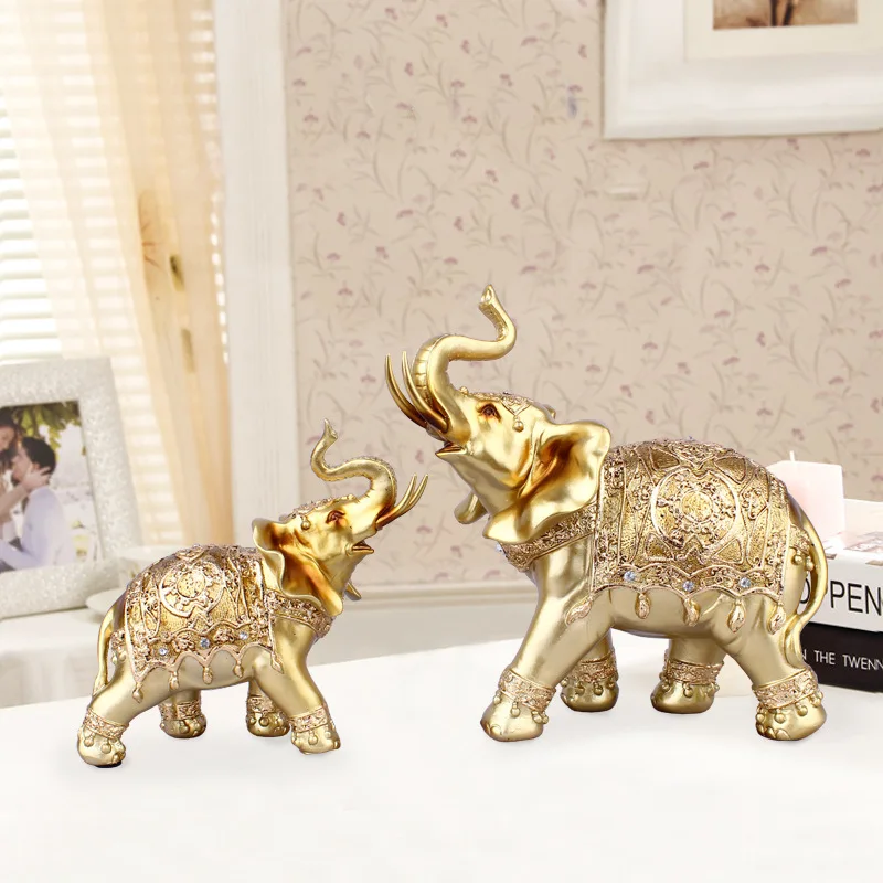 

Ornament European style couple elephant resin craft cabinet office living room home decoration creative gift 2-piece set