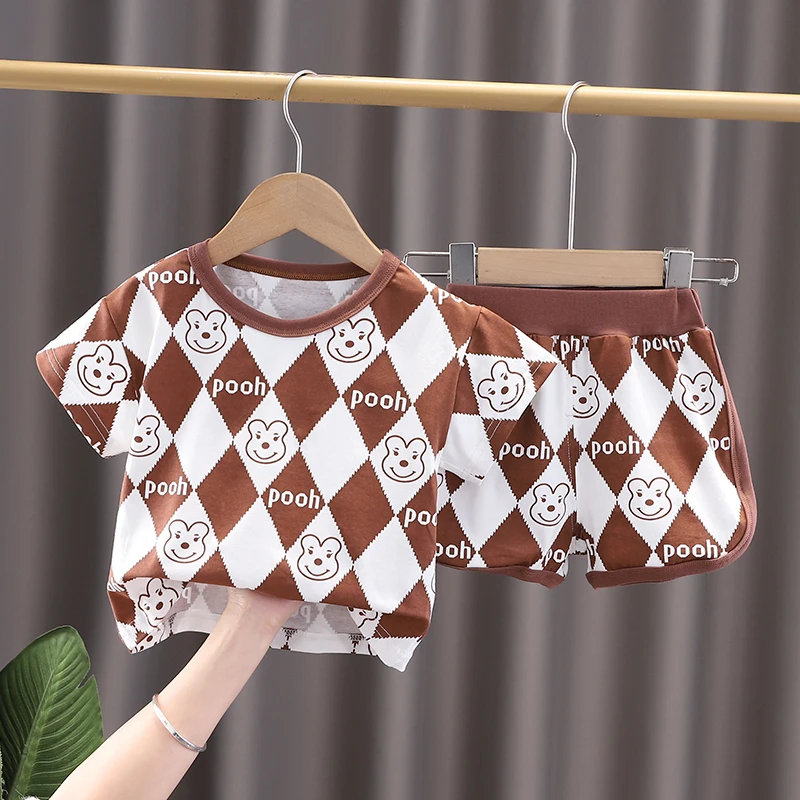 

Infant Suits Kids Clothes Baby Boy's Girl's Tracksuit Summer Casual Geometric Patterns Top Shorts 2 Pieces Baby Costume