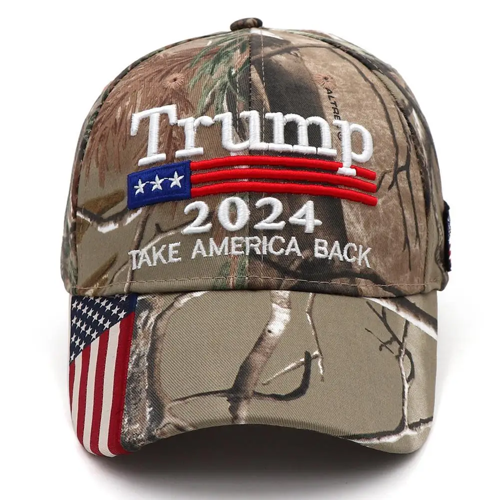 

Дональд Трамп 2024 MAGA шляпа бейсболка с вышивкой камуфляж KAG Make Keep America Great снова Регулируемая Удобная дышащая шляпа