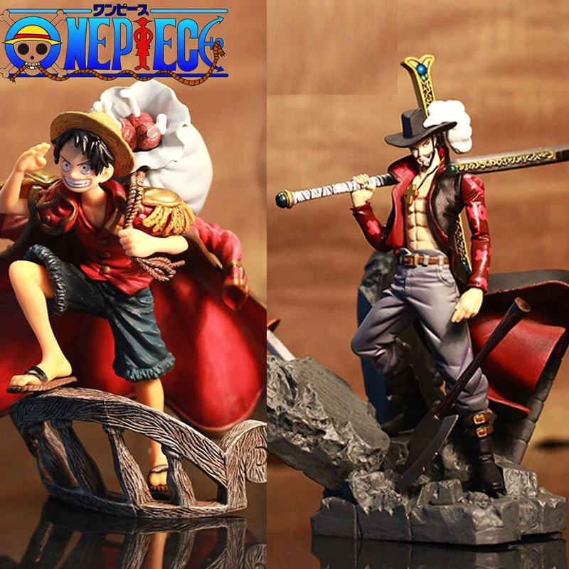 

One Piece 15CM Anime Figure Luffy Dracule Mihawk Model Doll with Sword Anime Brinquedos for Gifts Collection of Children's Toys