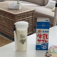 plastic mug tea milk lemon juice coffee water cup with lid bar drinkware mug sports water bottle for girl concise ins style gift