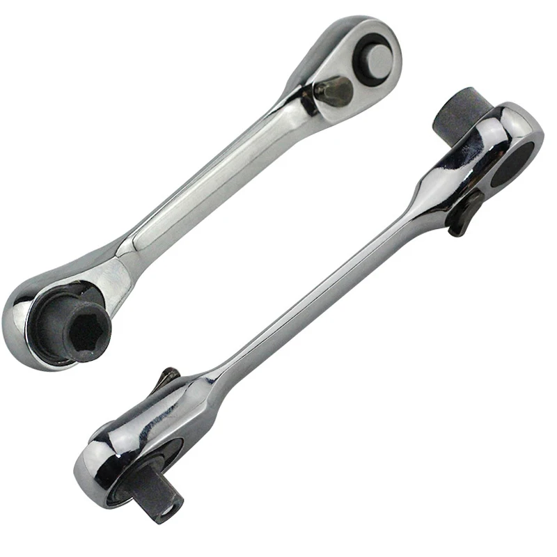 

2 in 1 Mini Hex Bit Driver Screwdriver Handle Two-way Quick Release Wrench Spanner Dual Head Ratchet Socket Wrench 72 Teeth