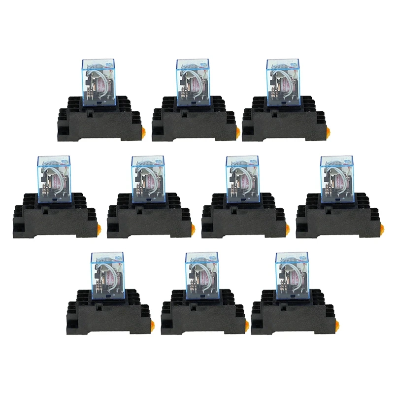 

GTBL 10Pc MY4NJ 14PIN 4DPDT Electronic Mini Electromagnetic Relay 5A Coil With PYF14A Socket Base