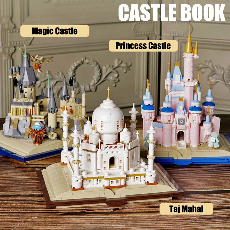 

Городской волшебный замок, Розовый Замок принцессы, книга, строительные блоки «сделай сам», дом с деревом, тадж-махал, искусственные игрушки для детей, подарки